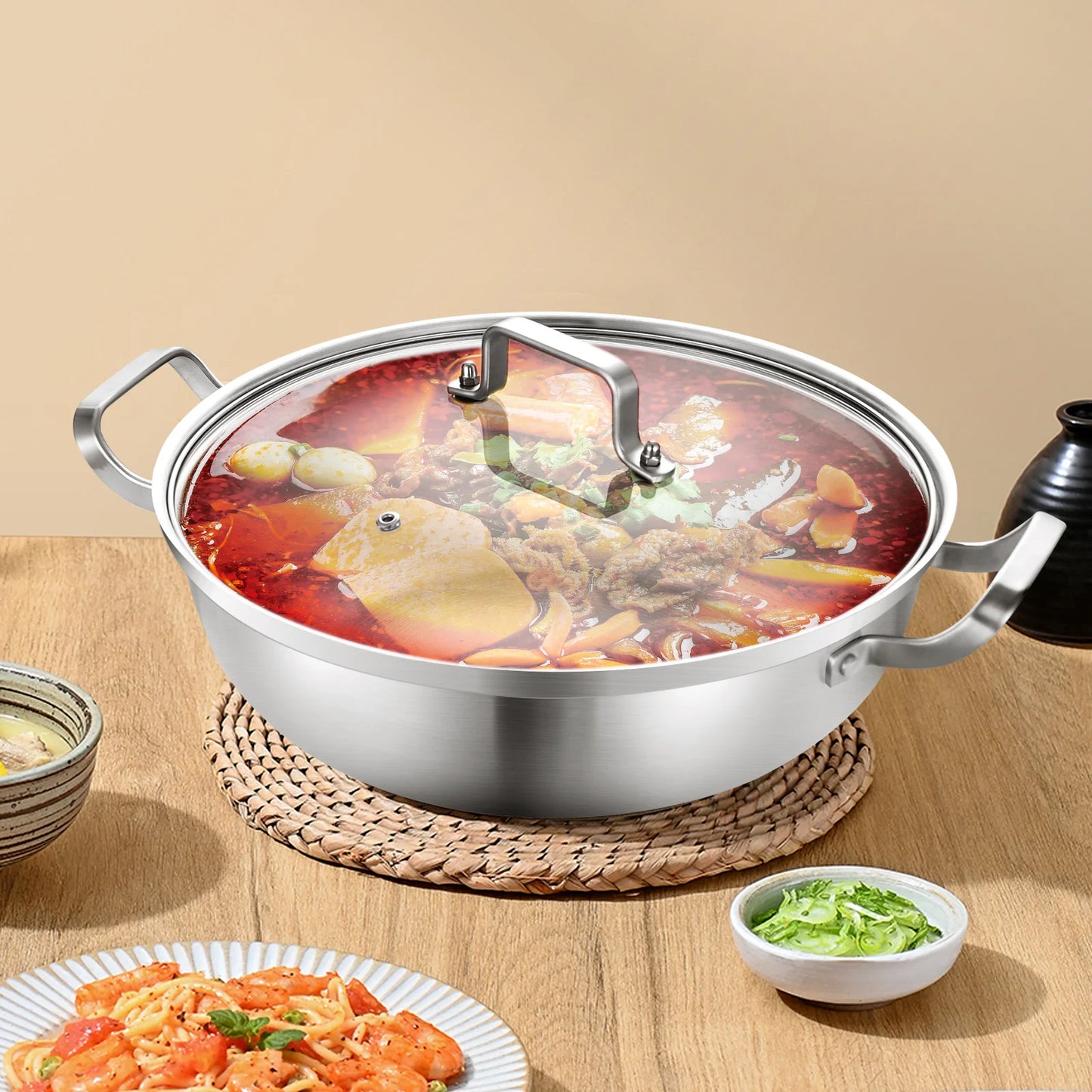 DELARLO Tri-Ply Stainless Steel Everyday Pan 11inch,Kitchen Deep Everything Pan