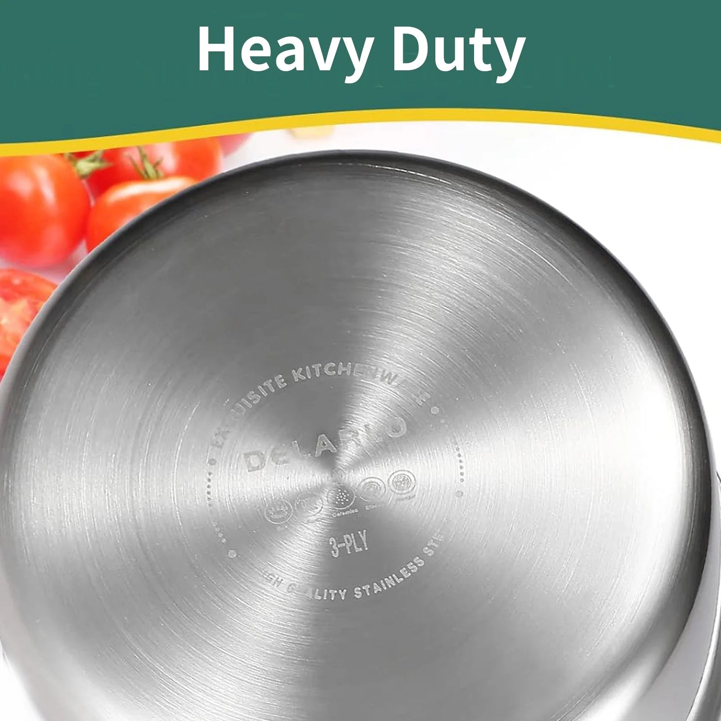 DELARLO Tri-Ply Stainless Steel 2.5QT induction Cooking Small Saucepan With Lid,Heavy Bottom milk pan