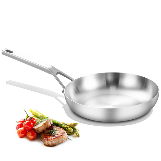 DELARLO Whole Body Tri-Ply Stainless Steel 8Inch Frying Pan, Kitchen Small Skillets,Chef's Pan Dishwasher and Oven Safe, (Removable Handle)
